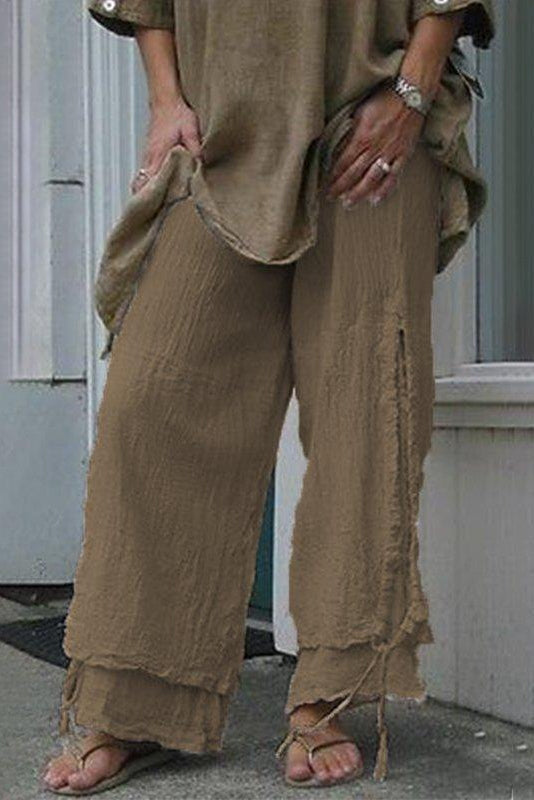 Pantalón casual de capas holgado liso — foto 4
