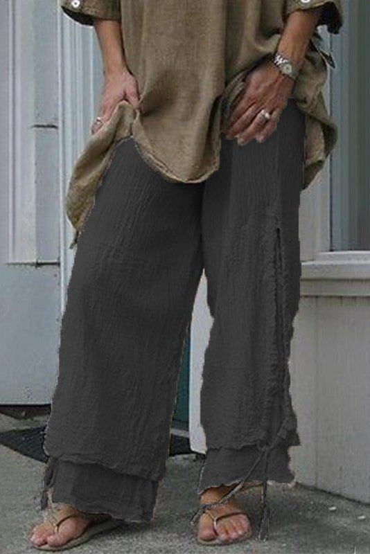 Pantalón casual de capas holgado liso — foto 3