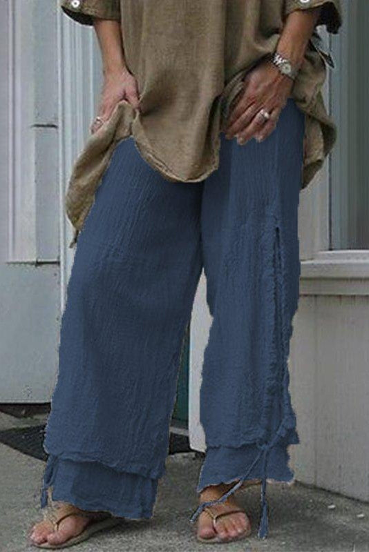 Pantalón casual de capas holgado liso — foto 2