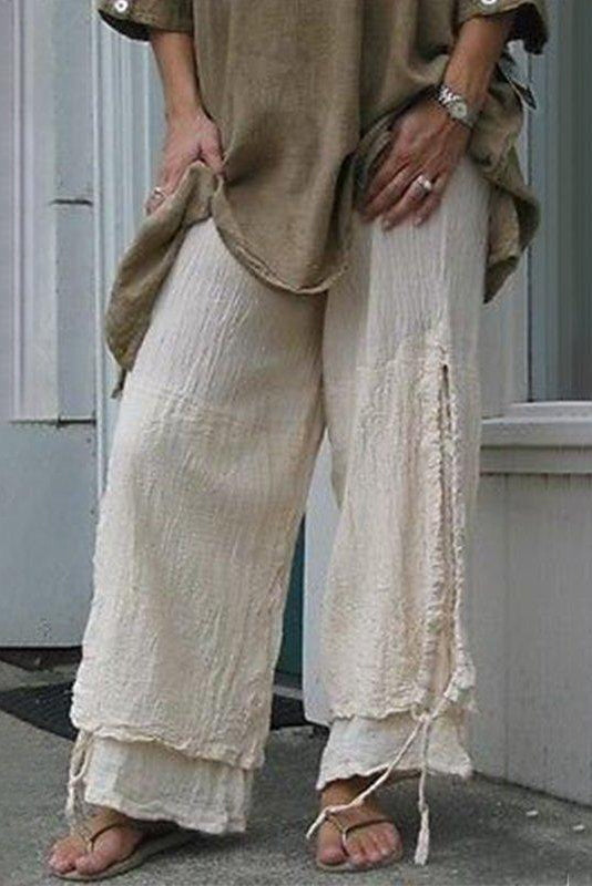 Pantalón casual de capas holgado liso