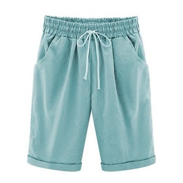 Shorts de fiesta holgados lisos con bolsillos y cinturón — foto 10