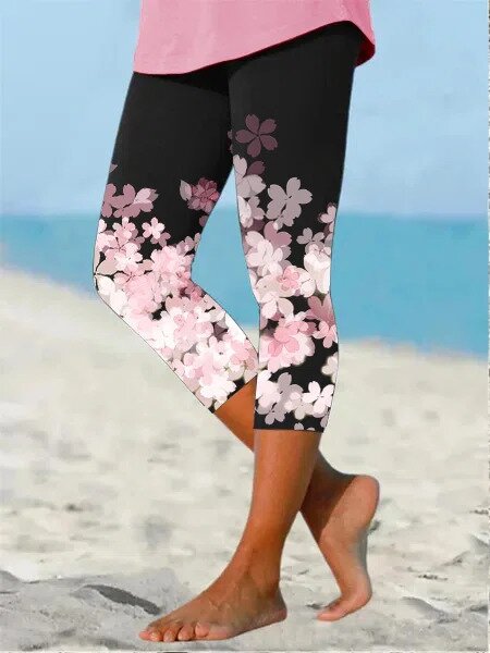 Leggings casual cropped de cerezas