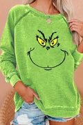 Sudadera estampada verde con manga larga