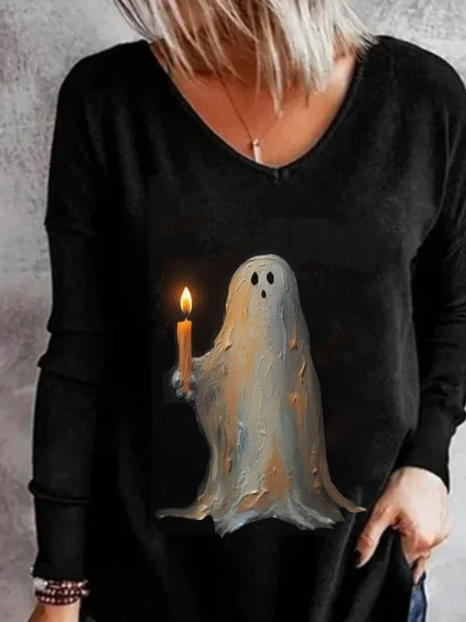 Camisa casual holgada de Halloween con escote en pico — foto 2