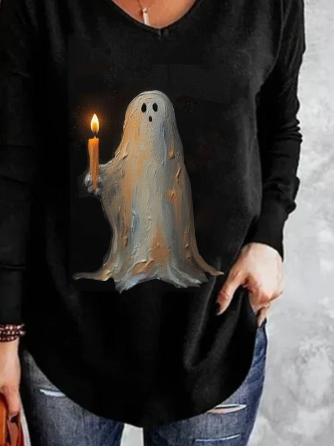 Camisa casual holgada de Halloween con escote en pico — foto 3