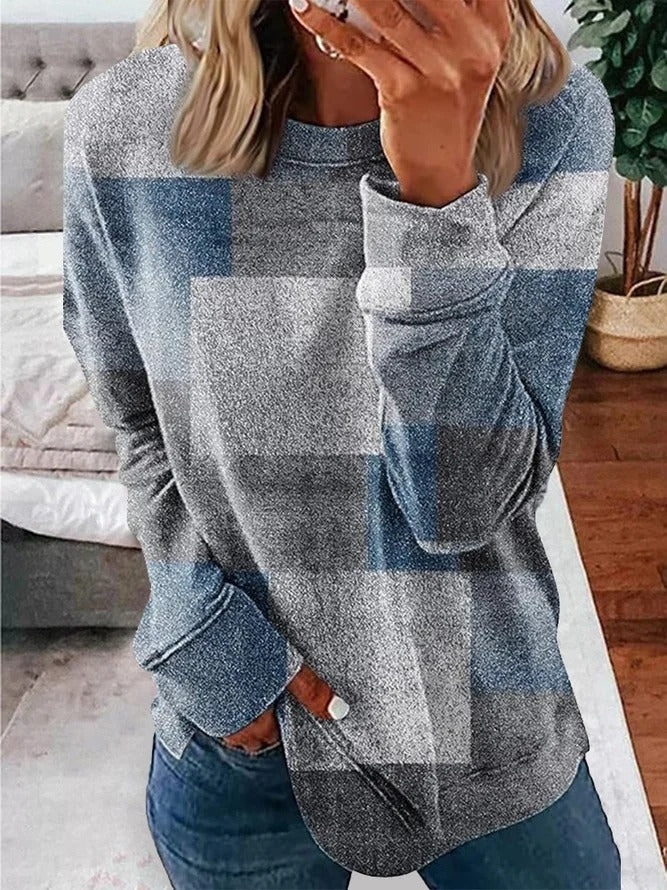 Sudadera casual holgada abstracta con cuello redondo y manga larga