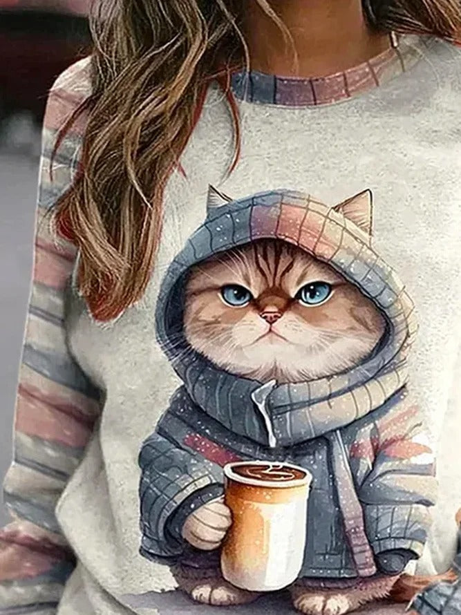 Sudadera casual holgada de gatos — foto 2