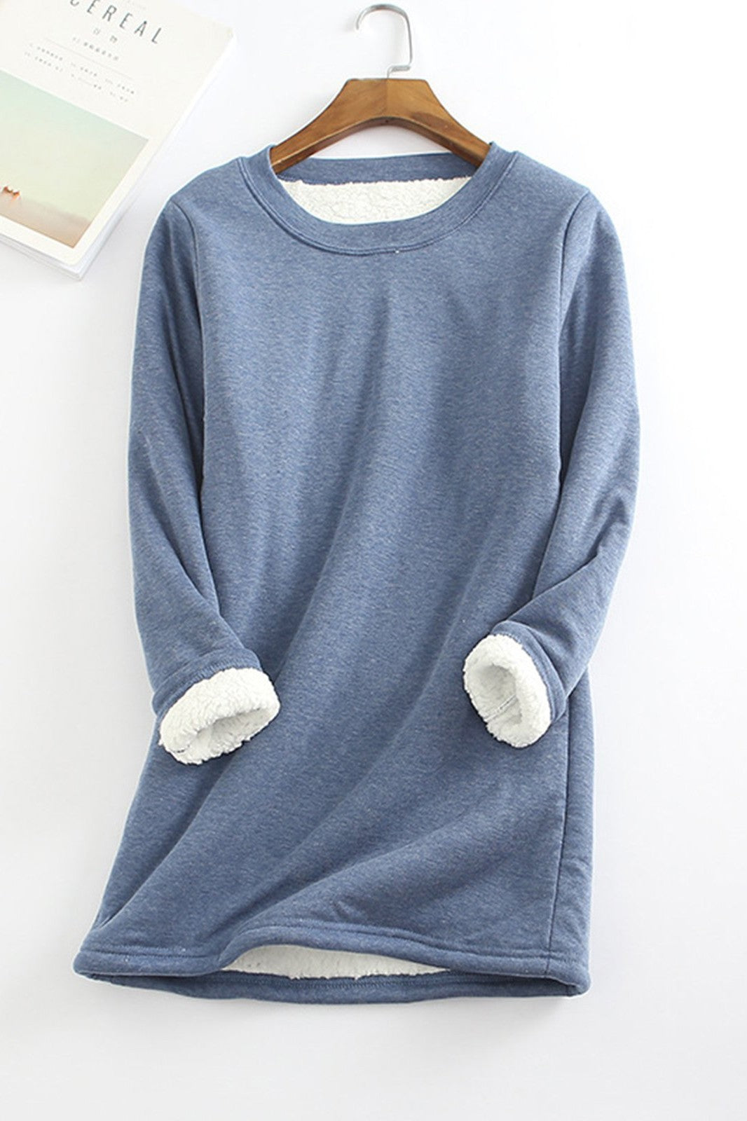 Ropa interior térmica lisa con cuello redondo y manga larga