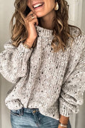 Jersey casual liso con cuello redondo y manga larga