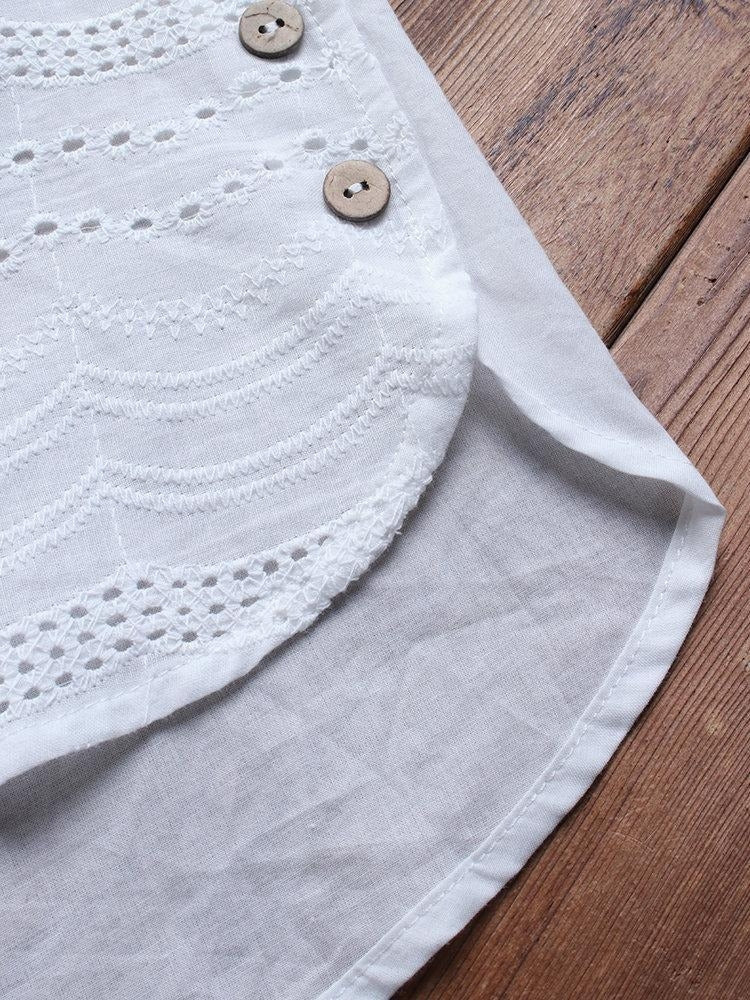 Camisa casual lisa con cuello redondo y manga corta — foto 9