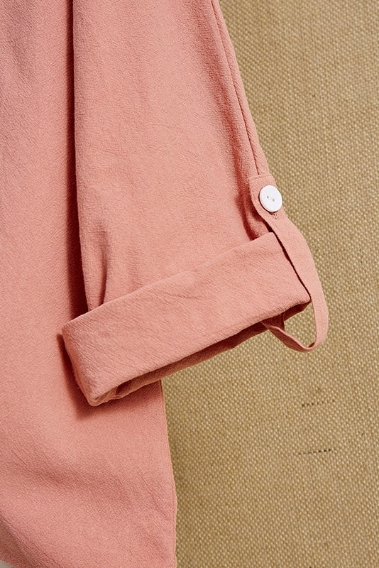 Blusa lisa con escote en pico, manga larga y bolsillos — foto 4