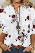 Blusa de flores con manga larga y botones