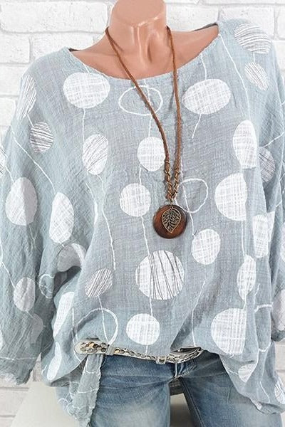 Blusa de lunares con cuello redondo y manga tres cuartos — foto 2