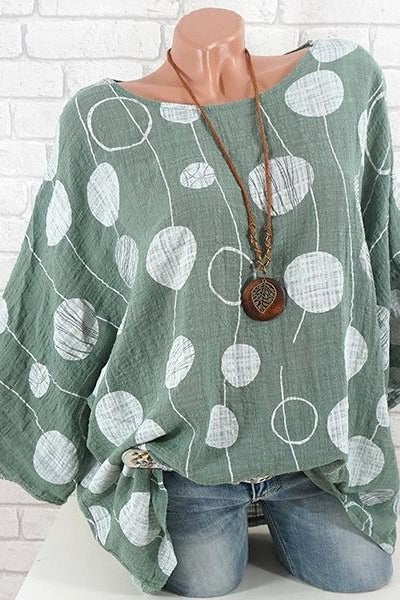 Blusa de lunares con cuello redondo y manga tres cuartos — foto 3