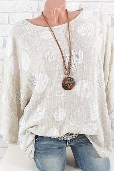 Blusa de lunares con cuello redondo y manga tres cuartos — foto 4