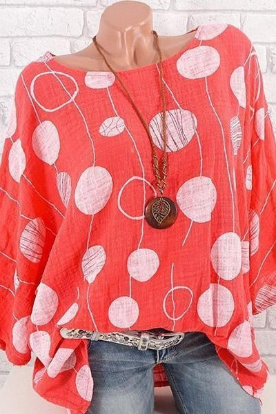 Blusa de lunares con cuello redondo y manga tres cuartos — foto 7