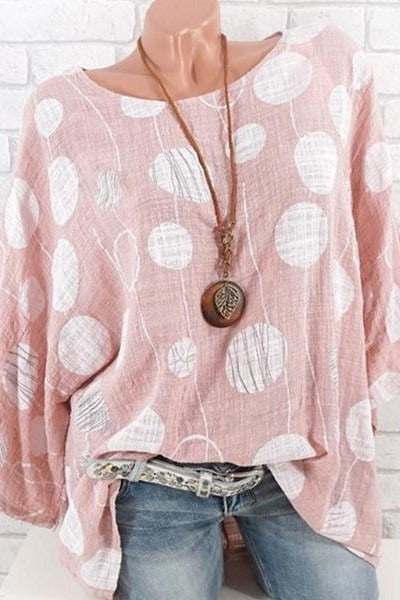 Blusa de lunares con cuello redondo y manga tres cuartos — foto 5