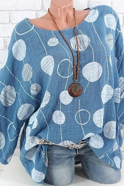 Blusa de lunares con cuello redondo y manga tres cuartos — foto 6