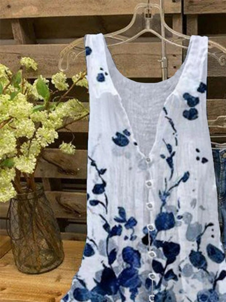Camisa de flores blanca sin mangas — foto 3