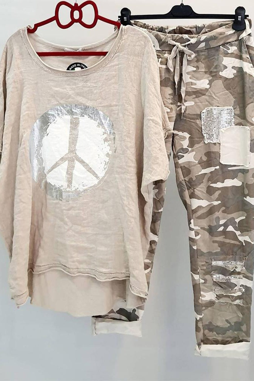 Conjunto casual de dos piezas de camuflaje con manga corta