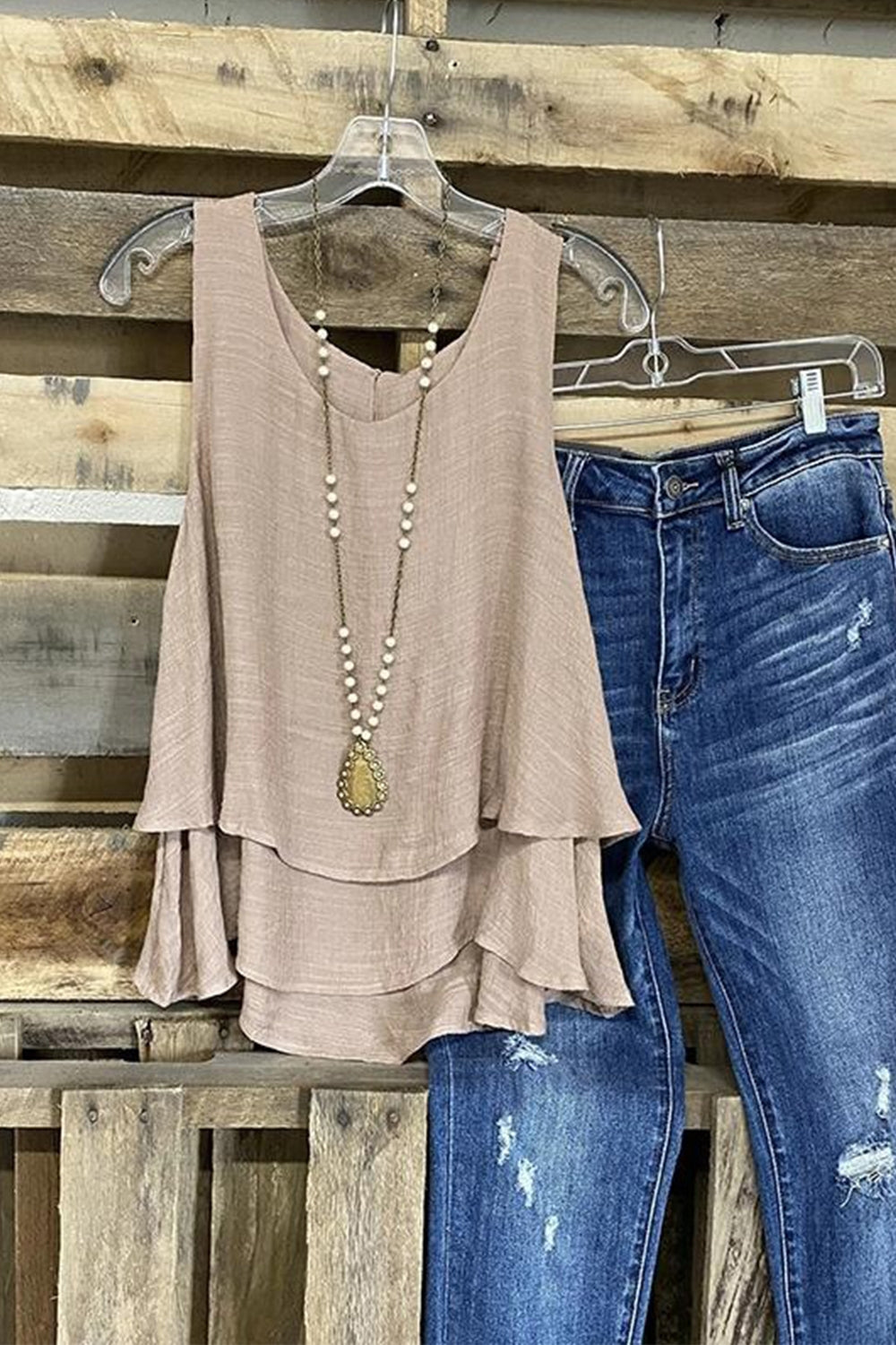 Top casual de capas liso sin mangas