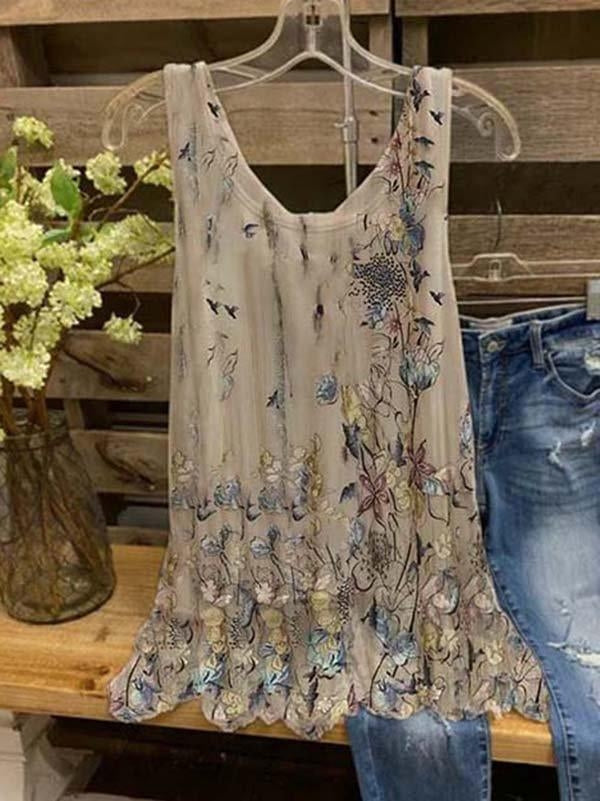 Top casual de flores sin mangas — foto 2