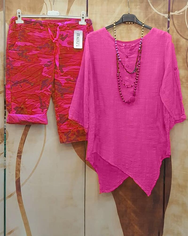 Conjunto casual de dos piezas asimétrico de camuflaje