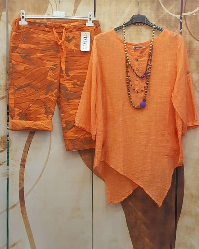 Conjunto casual de dos piezas asimétrico de camuflaje