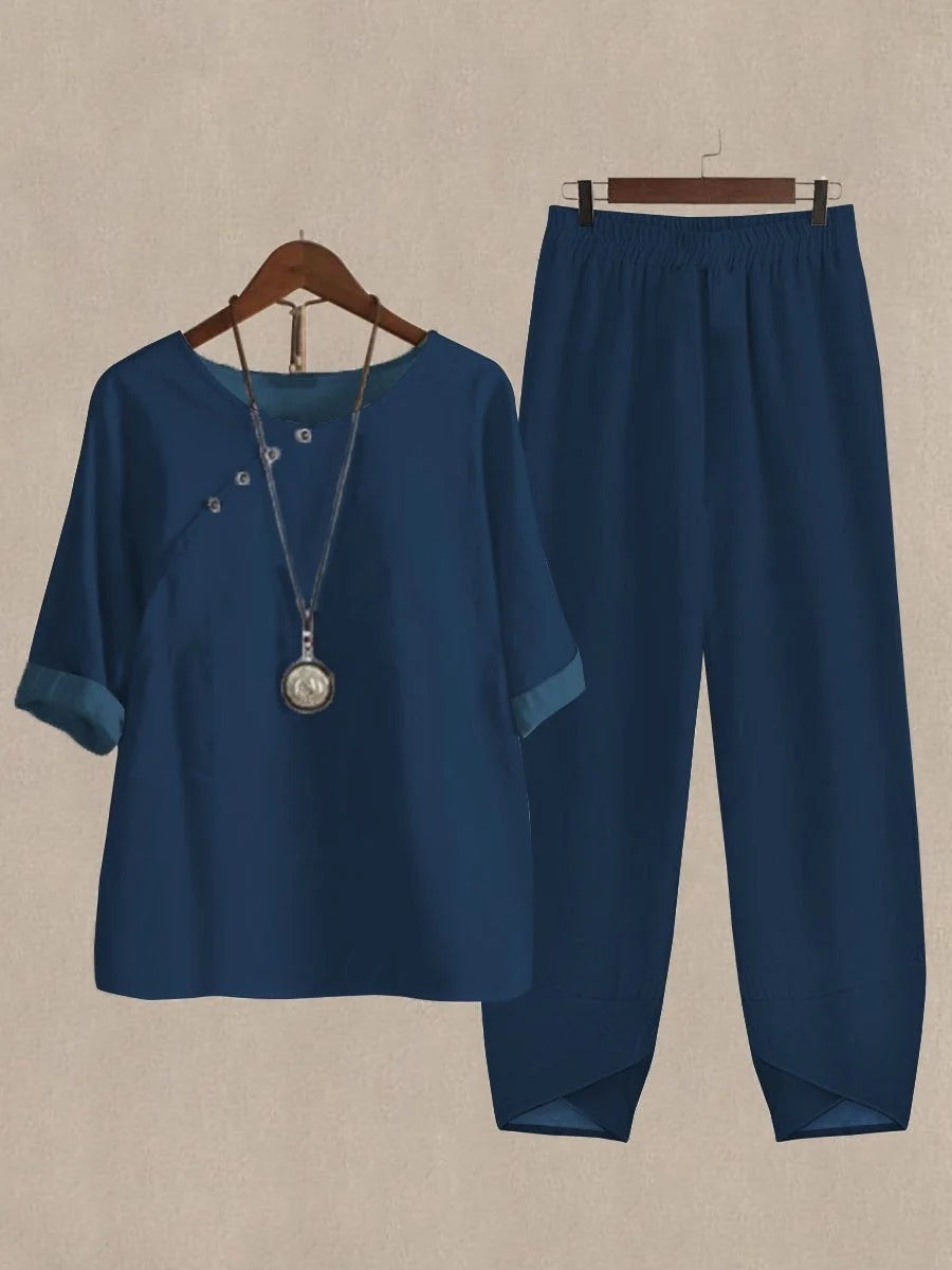 Conjunto casual de dos piezas liso