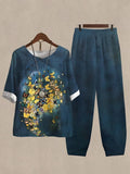 Conjunto casual de mariposas de lino