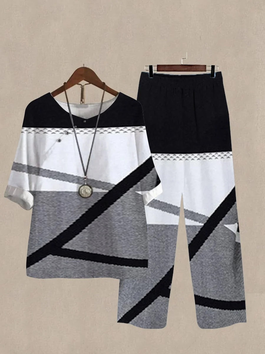 Conjunto casual bicolor de lino · Petra