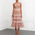 Odette Vestido Midi de Tul Bordado Floral